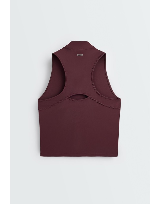 오이쇼 오이쇼 하프집업 민소매 크롭 탑 2959/290/606 BURGUNDY 레드 착용컷