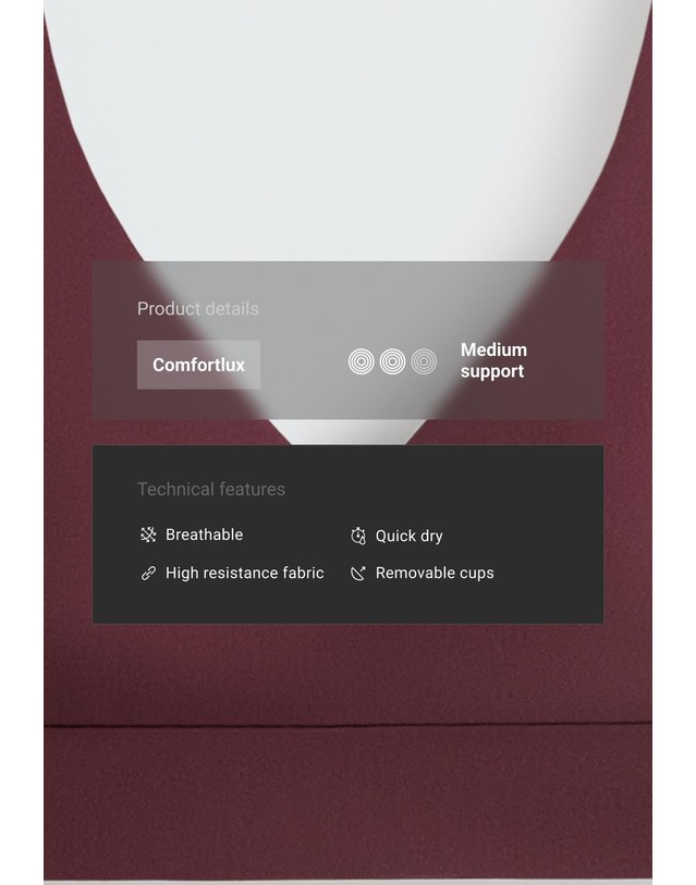 오이쇼 오이쇼 미디엄 서포트 스포츠 브라 5754/801/606 BURGUNDY 레드 착용컷