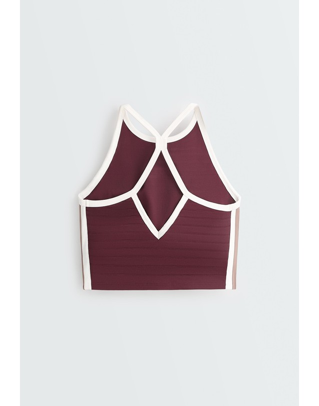 오이쇼 오이쇼 홀터넥 파이핑 크롭 탱크탑 5746/904/606 BURGUNDY 레드 착용컷