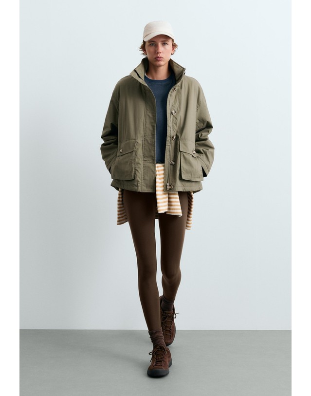 오이쇼 오이쇼 패딩 하이넥 캔버스 자켓 6053/749/595 DARK KHAKI 카키 착용컷