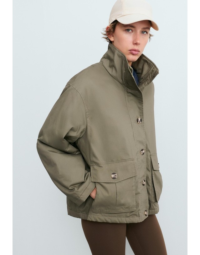 오이쇼 오이쇼 패딩 하이넥 캔버스 자켓 6053/749/595 DARK KHAKI 카키 착용컷