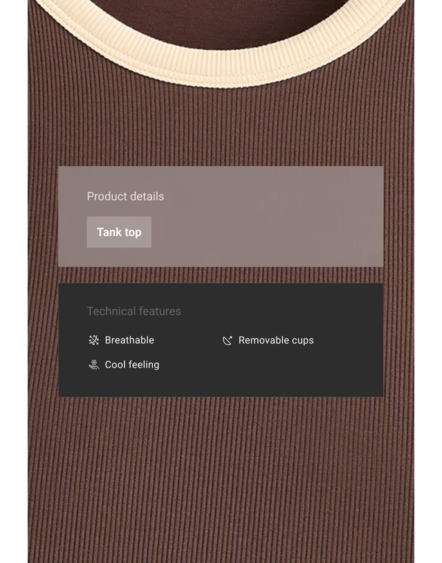 오이쇼 오이쇼 배색 골지 모달 탱크탑 4744/058/722 COCOA 브라운 착용컷