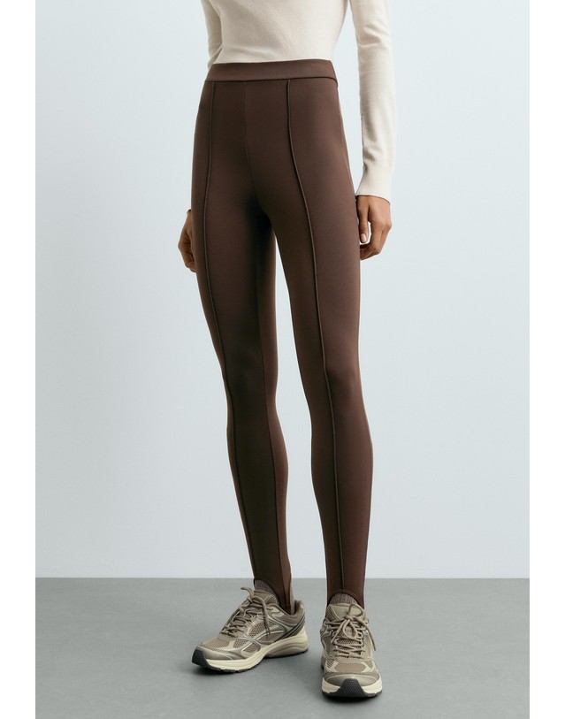 오이쇼 오이쇼 하이라이즈 기모 스티럽 레깅스 6308/230/709 DARK REDDISH-BROWN 초콜릿 착용컷