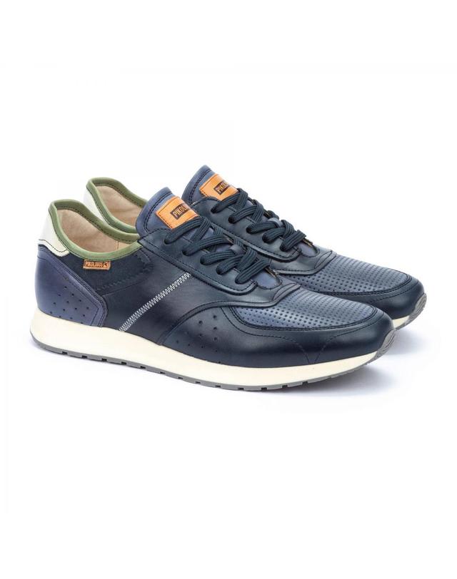 피콜리노스 피콜리노스 테크니컬 펀칭 레더 베이직 스니커즈 CAMBIL M5N-6201C1 BLUE 블루 착용컷