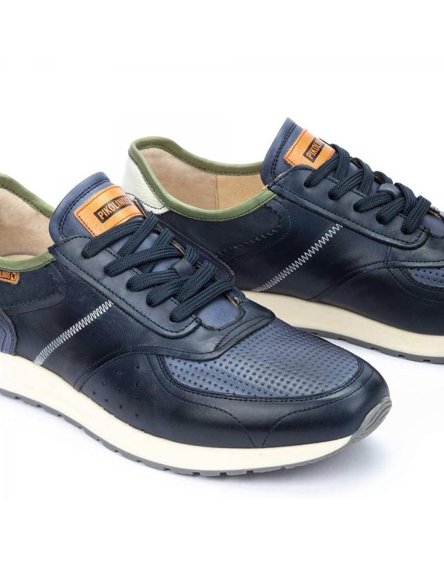 피콜리노스 피콜리노스 테크니컬 펀칭 레더 베이직 스니커즈 CAMBIL M5N-6201C1 BLUE 블루 착용컷