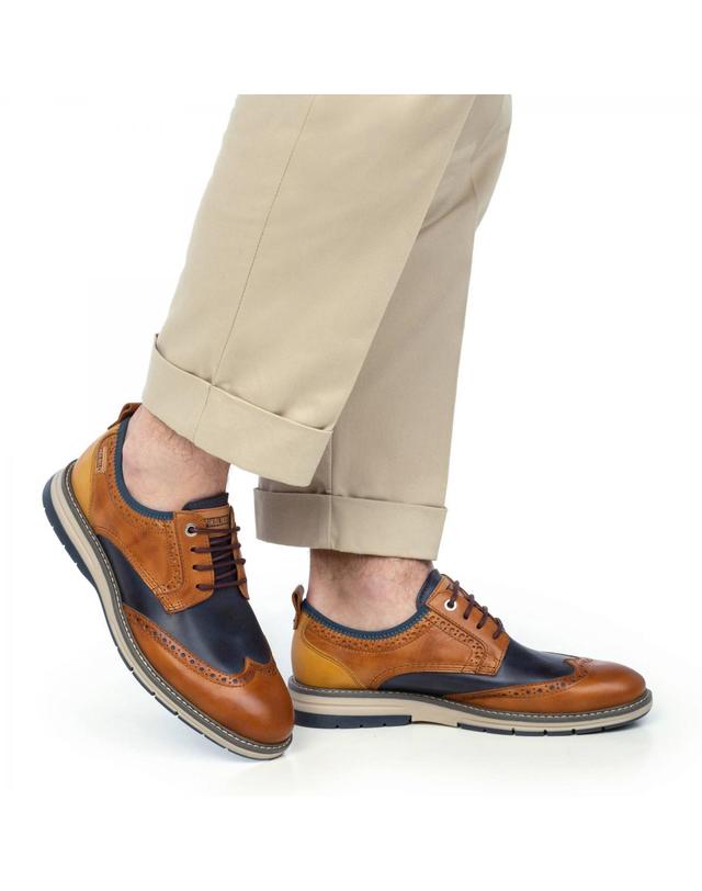 피콜리노스 피콜리노스 클래식 브로그 레더 블루처 CANET M7V-4137C1 BRANDY 멀티컬러 착용컷