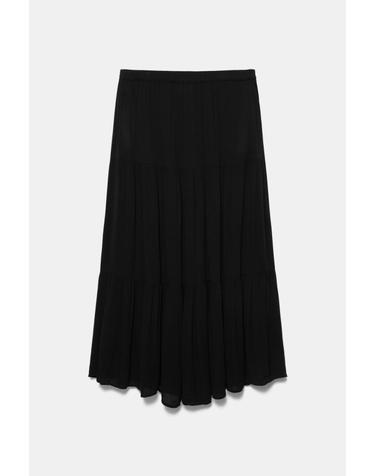 풀앤베어 플루이드 패널 롱 스커트 3385/306 BLACK