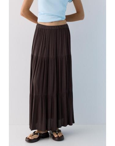 풀앤베어 플루이드 패널 롱 스커트 3385/306 BROWN