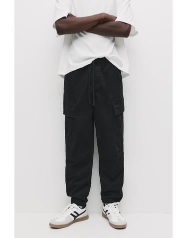 풀앤베어 플랩 포켓 카고 조거 팬츠 7674/500 BLACK
