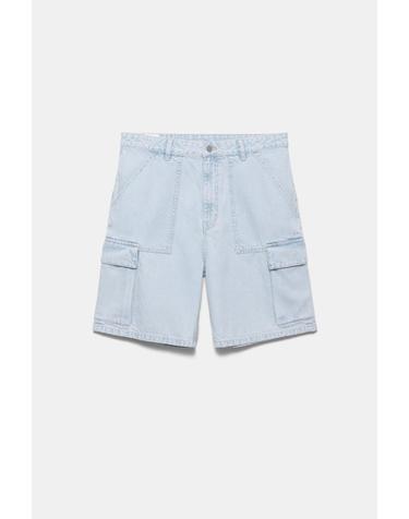 풀앤베어 배기핏 카고 포켓 데님 반바지 3666/506 PALE INDIGO