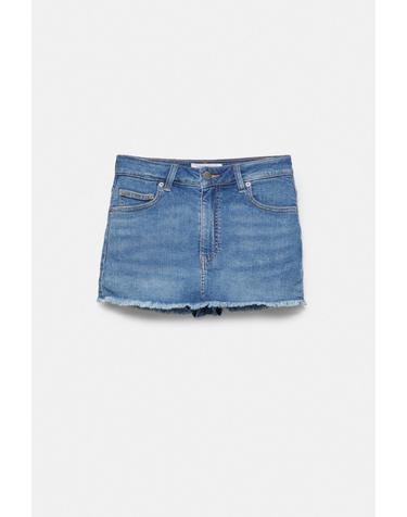 풀앤베어 프레이드 데님 미니 스커트 팬츠 3385/302 MEDIUM BLUE