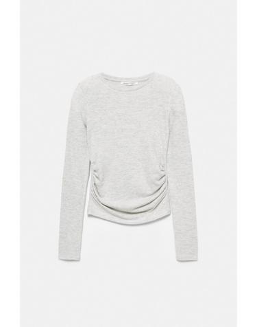 풀앤베어 라운드넥 셔링 디테일 긴팔 티셔츠 7152/365 PALE MARL