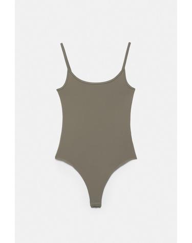 풀앤베어 스쿱넥 파인 스트랩 바디수트 3230/388 GREEN/GREY