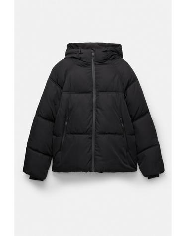 풀앤베어 오버핏 테크니컬 블랙 후드 숏 패딩 재킷 7701/369 BLACK