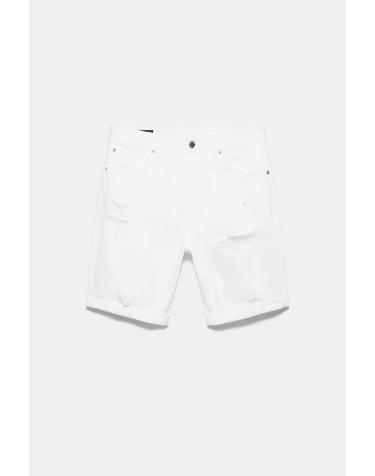 풀앤베어 슬림핏 디스트로이드 데님 반바지 3666/507 OFF WHITE