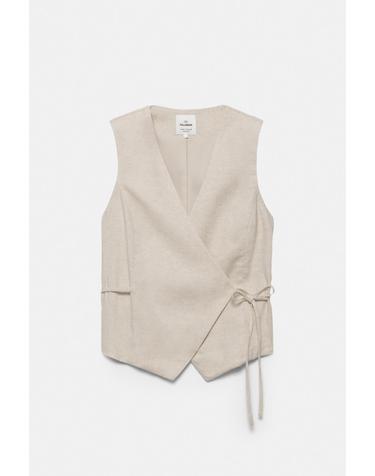 풀앤베어 린넨 혼방 브이넥 타이 베스트 3777/300 BEIGE