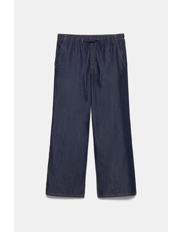 풀앤베어 로우라이즈 드로스트링 와이드 조거 청바지 3660/335 NAVY