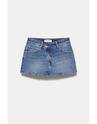 풀앤베어 크로스 데님 미니 스커트 팬츠 3385/400 MEDIUM BLUE