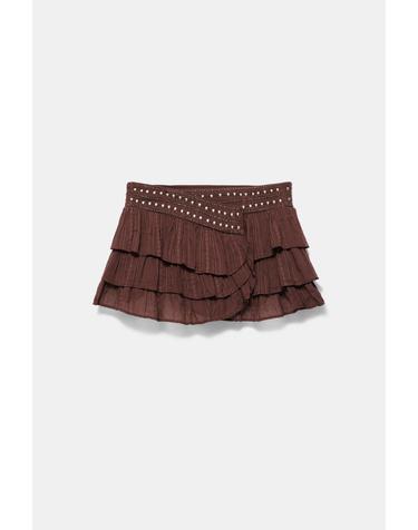 풀앤베어 스터드 러플 미니 스커트 3385/316 BROWN