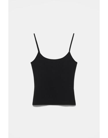 풀앤베어 파인 스트랩 라운드넥 민소매 탑 3230/367 BLACK