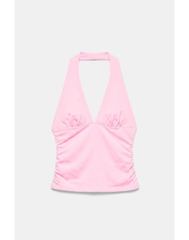 풀앤베어 홀터넥 셔링 민소매 탑 7230/347 PINK