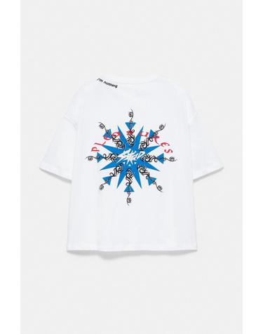 풀앤베어 오버핏 백 그래픽 라운드넥 반팔 티셔츠 7230/344 WHITE