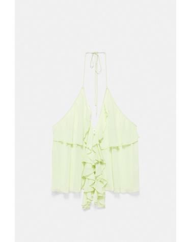 풀앤베어 러플 홀터넥 오픈백 민소매 탑 7460/318 APPLE GREEN