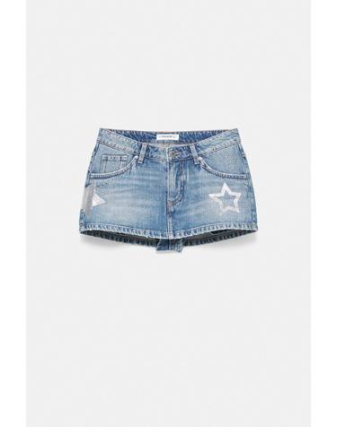 풀앤베어 스타 스터드 데님 미니 스커트 7685/300 MEDIUM BLUE