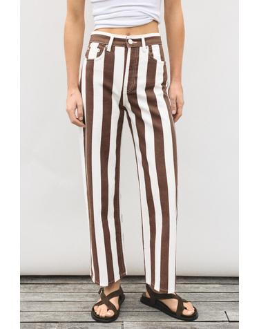 풀앤베어 스트라이프 스트레이트 팬츠 7670/351 BROWN