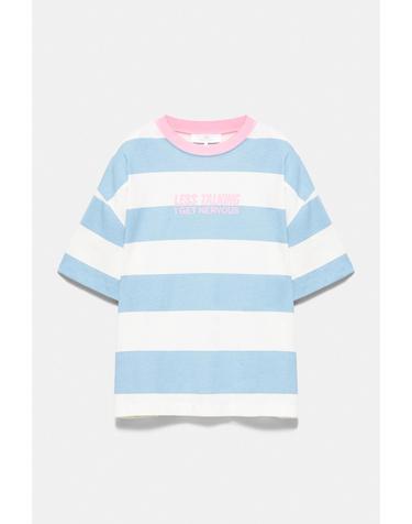 풀앤베어 오버사이즈 스트라이프 반팔 티셔츠 7231/326 PALE BLUE