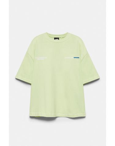 풀앤베어 크롭 그래픽 라운드넥 반팔 티셔츠 7232/523 LIME