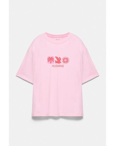 풀앤베어 오버핏 그래픽 라운드넥 반팔 티셔츠 7230/352 PINK
