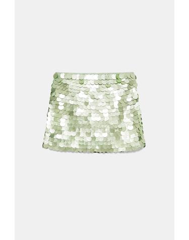 풀앤베어 시퀸 스트레치 미니 스커트 7385/322 GREEN
