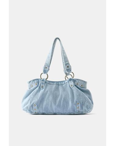 풀앤베어 워시드 데님 스터드 토트백 4056/840 JEANS