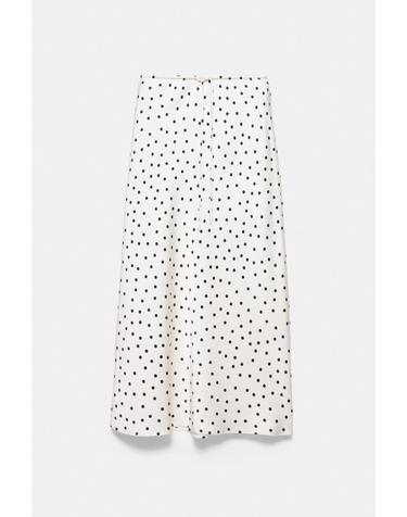 풀앤베어 새틴 도트 드로스트링 롱 스커트 7385/309 ECRU/BLACK