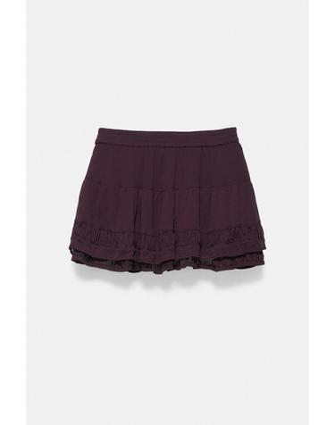 풀앤베어 러플 플레어 미니 스커트 3385/332 BURGUNDY
