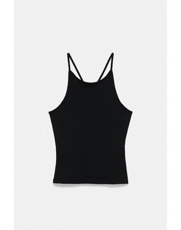 풀앤베어 홀터넥 스트랩 백 민소매 탑 3231/369 BLACK