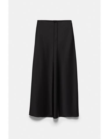 풀앤베어 새틴 드로스트링 롱 스커트 7385/309 BLACK