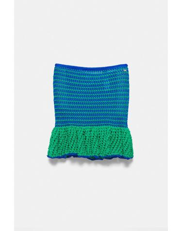 풀앤베어 컬러블록 크로셰 러플 미니 스커트 7385/304 GREEN