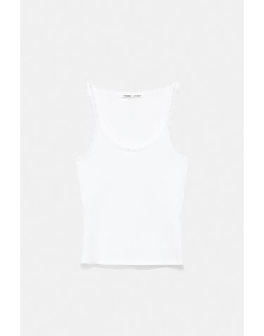풀앤베어 레이스 트림 라운드넥 민소매 탱크탑 7230/300 WHITE
