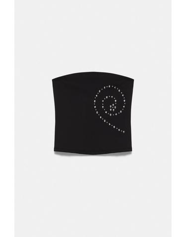 풀앤베어 스터드 장식 스트레치 튜브탑 7231/314 BLACK