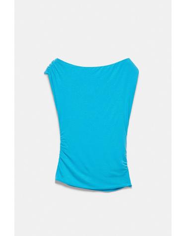 풀앤베어 비대칭 타이백 셔링 탑 7230/394 TURQUOISE
