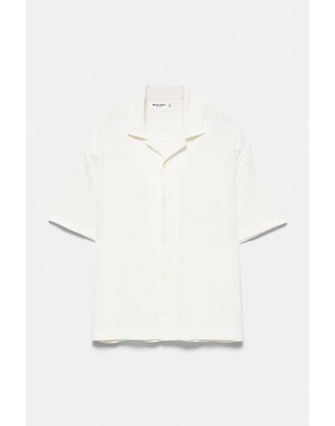 풀앤베어 컷워크 니트 라펠 칼라 반팔 셔츠 7460/513 WHITE TONES
