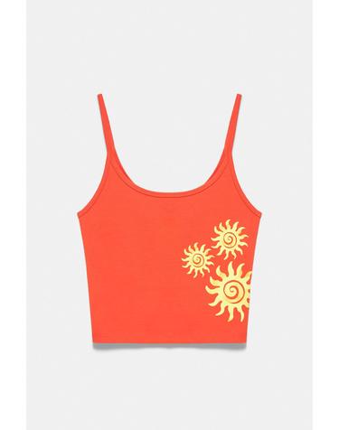 풀앤베어 선 그래픽 크롭 민소매 탑 7230/314 RED