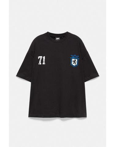 풀앤베어 박시핏 라이온 그래픽 반팔 티셔츠 7230/583 BLACK