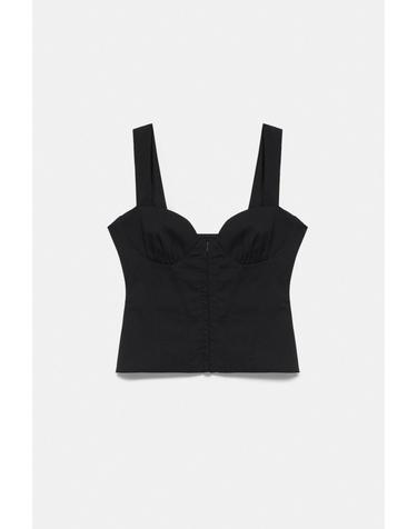 풀앤베어 코르셋 스타일 스트랩 민소매 탑 7231/315 BLACK