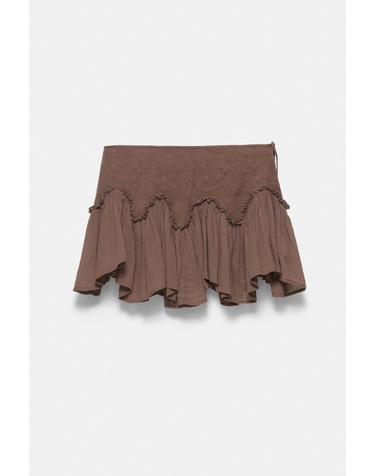 풀앤베어 브라운 러플 미니 스커트 7385/303 BROWN