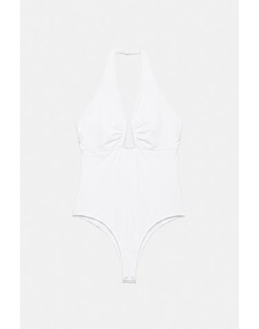 풀앤베어 셔링 홀터넥 오픈백 바디수트 7231/309 WHITE