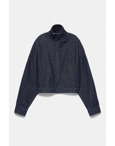 풀앤베어 도트 패턴 하이넥 집업 데님 자켓 7720/310 NAVY