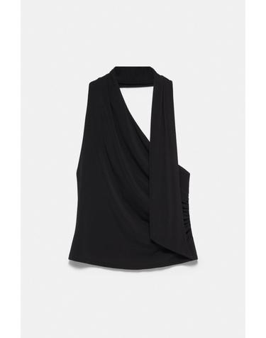풀앤베어 스카프 홀터넥 민소매 탑 7230/430 BLACK